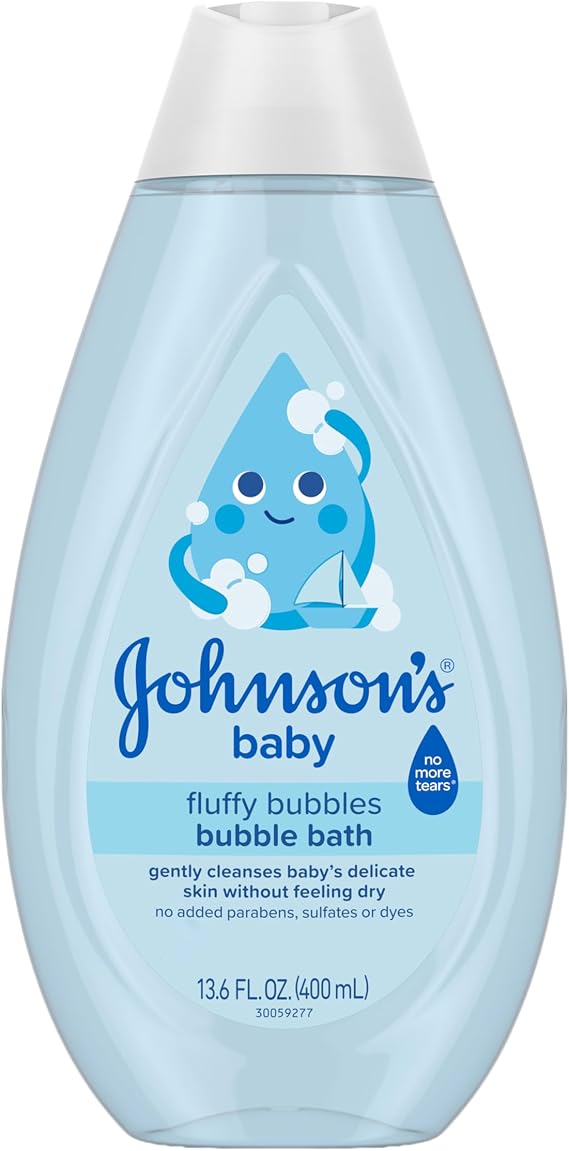 Johnson's Baby Fluffy Bubbles Bubble Bath, No More Tears, 13.6 fl oz | Gently Cleanses Delicate Skin Without Feeling Dry, Hypoallergenic, No Added Parabens, Sulfates & Dyes