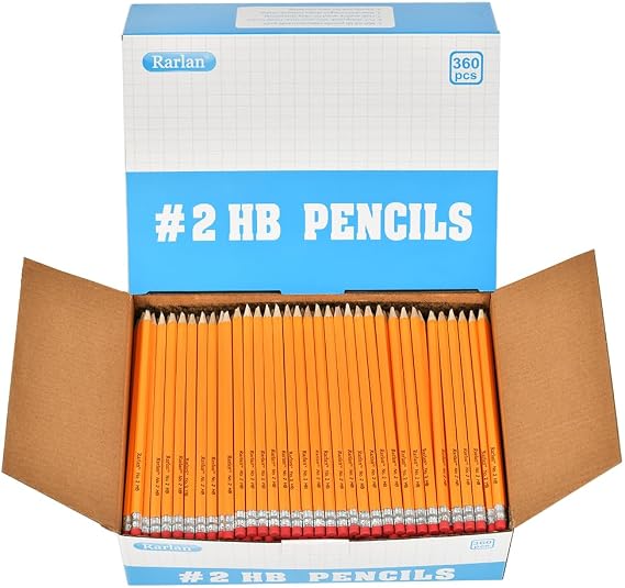 Rarlan Wood-Cased #2 HB Pencils, Pre-sharpened, 360 Count Bulk Pack