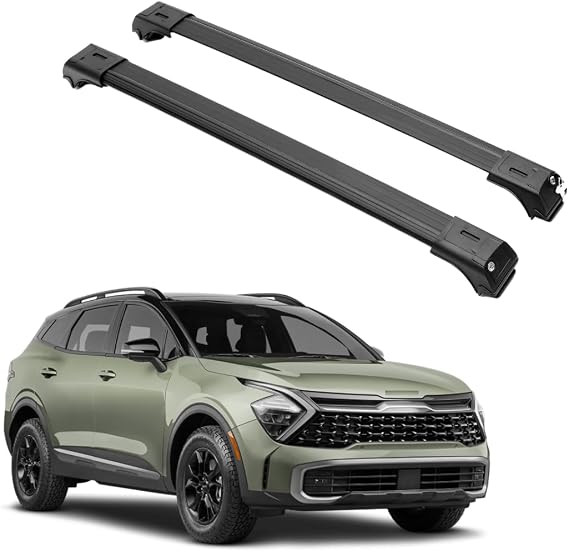 ERKUL Roof Rack Cross Bars for 2023-2026 Kia Sportage X-Line AWD, X-Pro, X-Pro Prestige | Aluminum Crossbars with Anti Theft Lock for Rooftop | Compatible with Raised Rails - Black