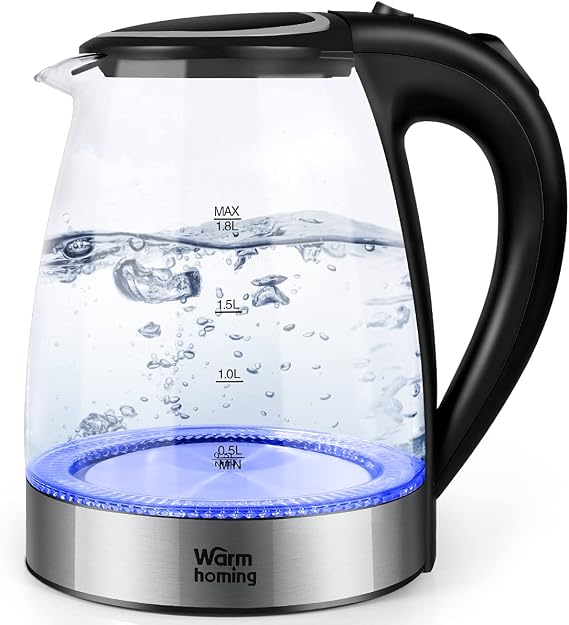 Electric Kettle, Glass Electric Tea Kettle, Hot Water Kettle with Auto Shut-Off & Boil-Dry Protection, Fast Heating Cordless Water Boiler, Countertop Teapot