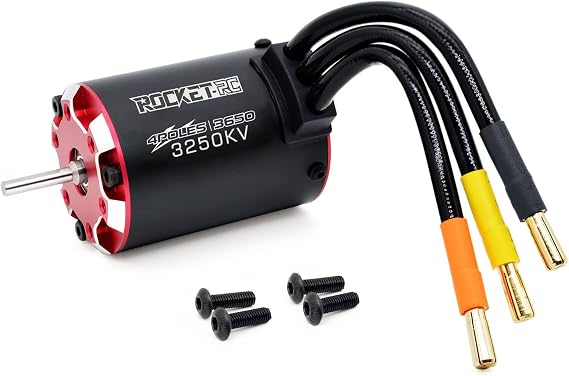 Surpass RC 3650 Brushless Motor V2 3650 3250KV 4 Pole Supersonic Motor for 1/10 RC Car Truck Black