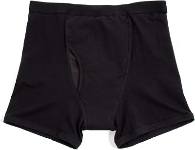 Conni Mens Kalven Boxer Briefs | Absorbent Waterproof Washable and Reusable Adult Incontinence Protective Underwear | Bladder Control Nighttime Pullup Pants, Black, S