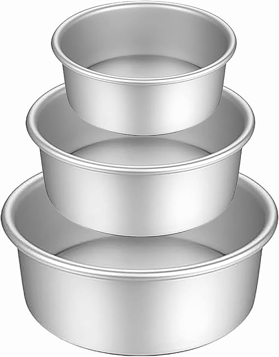 3 Pcs Round Cake Tin-Non-Stick Aluminum Bakeware-Removable Bottom-Easy Clean-Cheesecake Tin-Cake Tins for Baking for Mousse Chiffon Cakes Birthday Wedding Christmas(5inch+7inch+9inch)