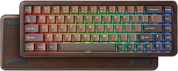 YUNZII WOOD68 65% Wireless Hot Swap RGB Mechanical Keyboard (Wood, Candy)