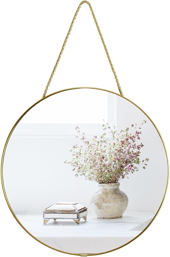YCHMIR 11.8-inch Small Round Wall Mirror, Gold Bathroom Mirror
