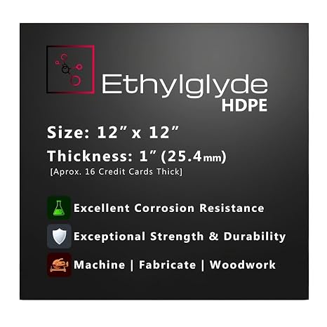 Black HDPE Sheet 12" x 12" (1" Thick)