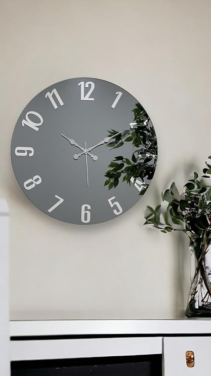 EMORES 46 cm Gerçek Ayna Pleksi Rakam Dekoratif Duvar Saati