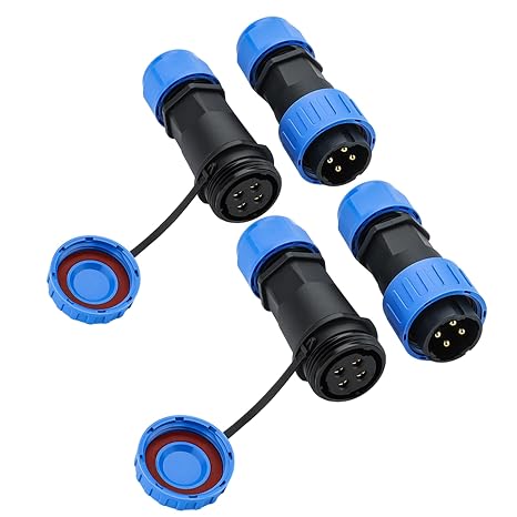2 Pairs 4 Pin Soldered Aviation Plug And Socket IP68 Industrial Waterproof Connector Male-Female In-Line SP21 Quick Connect Wire Connector