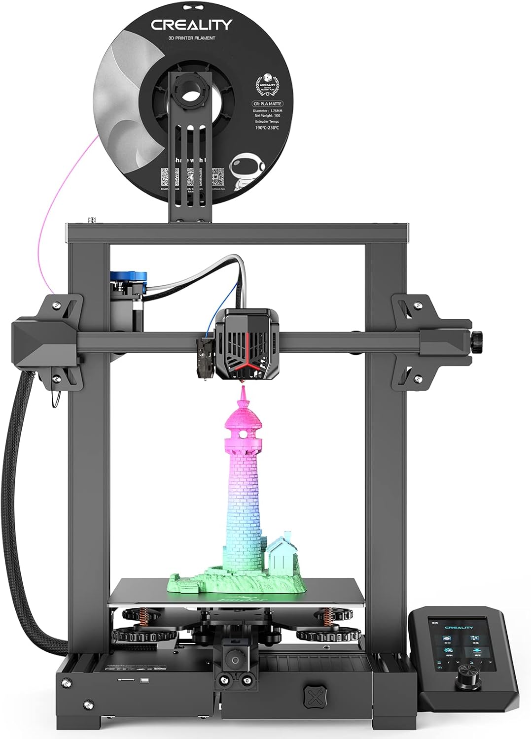 Official Creality Ender 3 V2 Neo 3D Printer with CR Touch Auto Leveling PC Spring Steel Platform Full-Metal Extruder 95% Pre-Installed 3D Printers Resume Print and Model Preview 8.668.669.84 inch