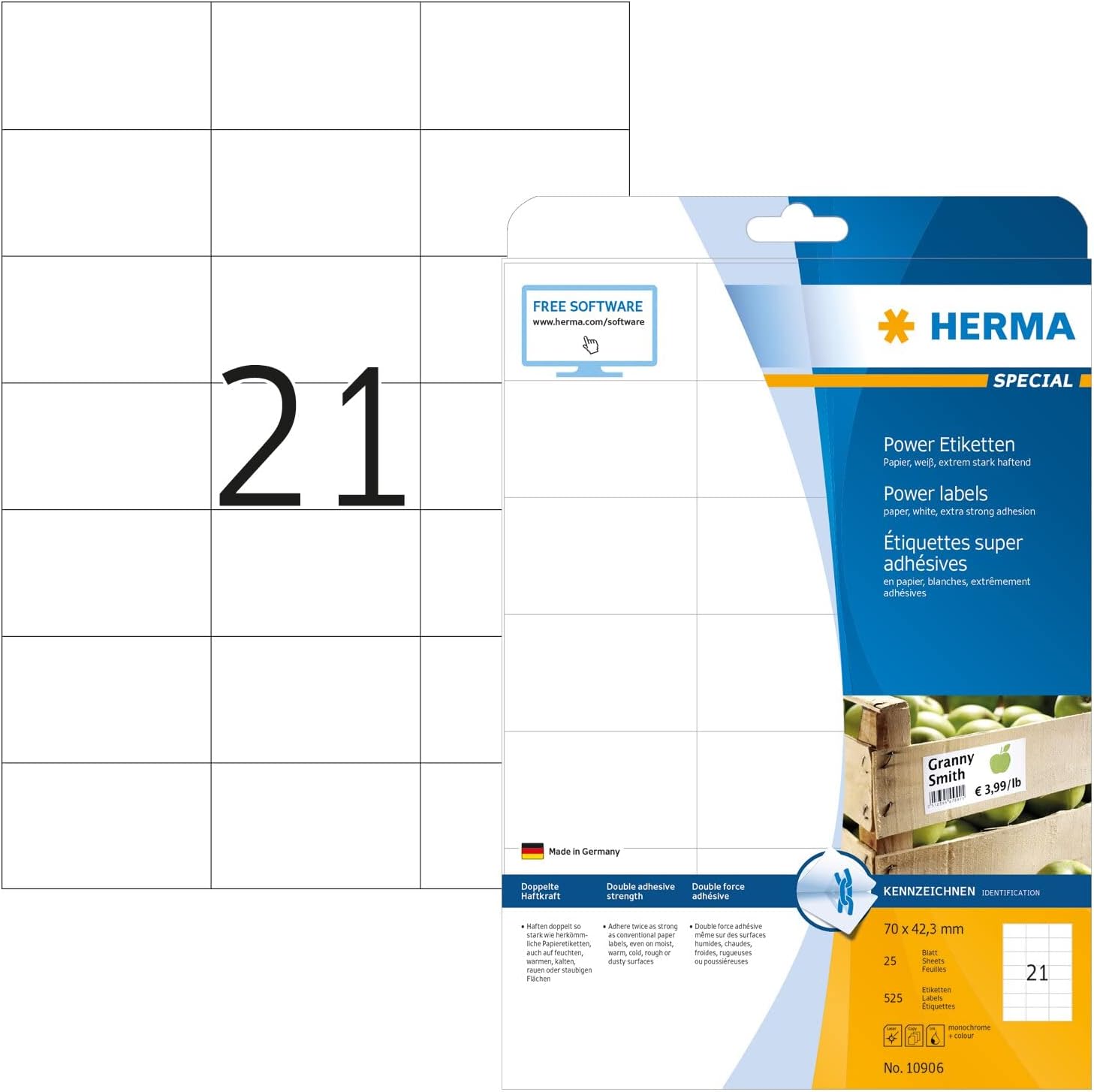 HERMA Extra-Strong Adhesive Extreme Heavy Duty Labels, 189 Labels Per A4 Sheet, 4725 Labels for Printers, Small, 25.4 x 10 mm (10900)