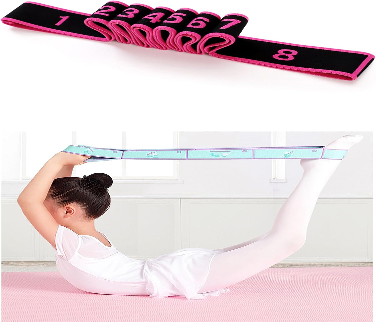Stretch Band, Fitness Band, Leg Stretcher, High Elasticity, 8 Levels of Strength, For Kids, Ballet, Yoga, Dance, Gymnastics, Ballet, Taekwondo, Etc. Equipment, Yoga Stretch Strap, Training Belt