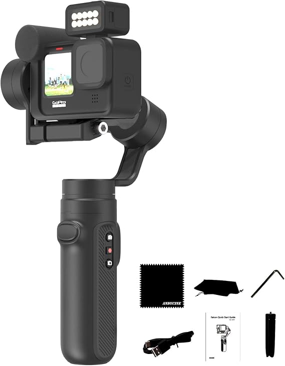 INKEE Falcon Plus Gimbal Stabilizer Compatible for GoPro 12/11/10/9/8 Go Pro Media Mod Compatible Gimble Anti-Shake