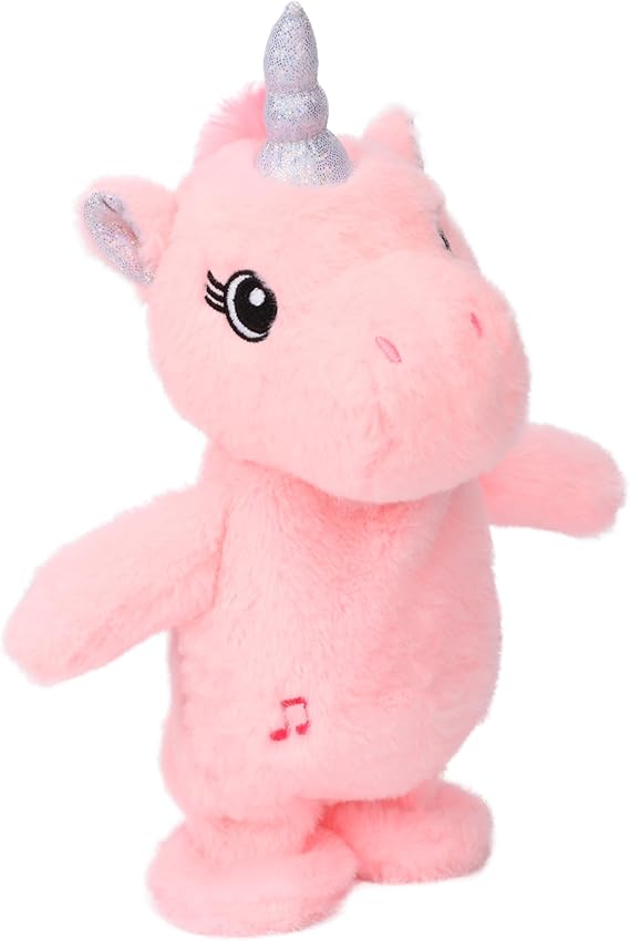 Talking Unicorn Repeats What You Say Walking Singing Stuffed Animal Electric Interactive Plush Toy Funny Animated Toy Mimicking Speaking Birthday for Kids Toddlers, Pink 10''