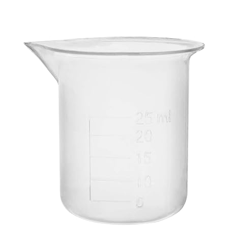EISCO - Plastic Beaker, 25ml - Polypropylene Plastic - Raised Graduations, Tapered Spout - Euro Design