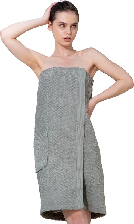 Spa Towel Wrap for Women - 100% Turkish Cotton Body Towel Wraps with Adjustable Closure - OEKO-TEX Certified
