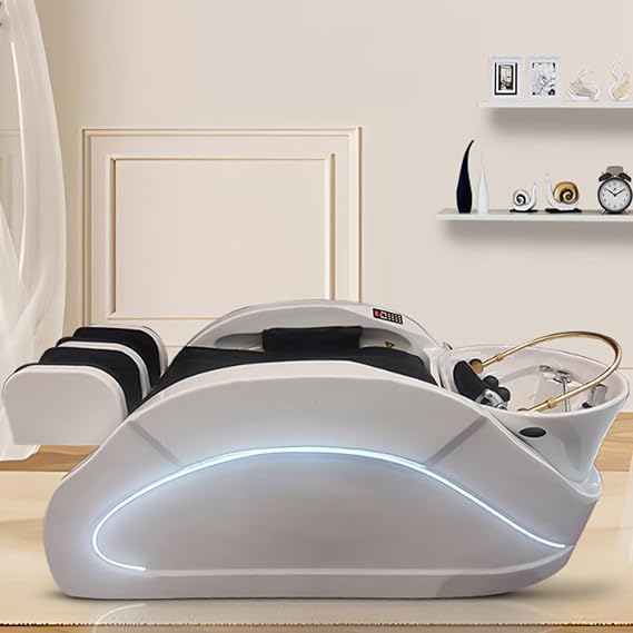 Professional Head SPA Bed - Massage Shampoo Bed with Luxury Minimalist Style, Head Spa Equipment Includes Full Body Massage, Water Cycle, Fumigation, Futuristic Lighting