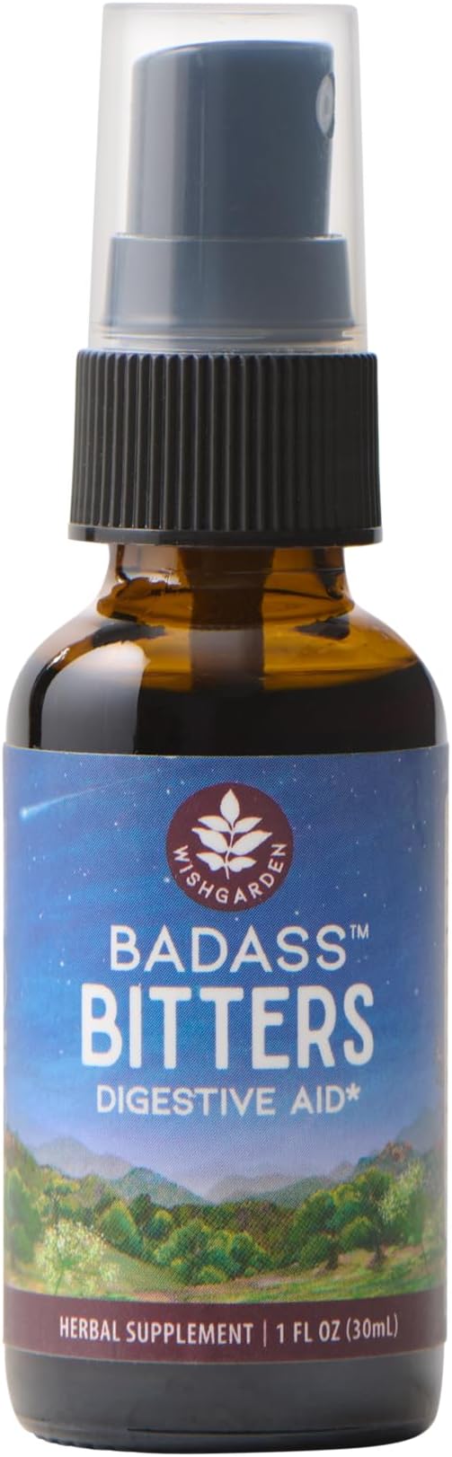 WishGarden Herbs Badass Bitters Spray, Pre-Meal Bloating & Digestion, 1oz