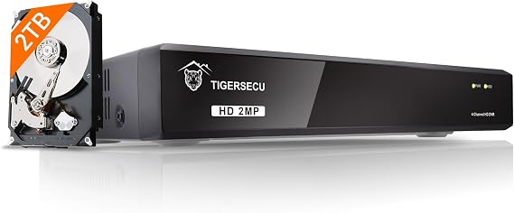 TIGERSECU Super HD 1080P 4 Channel H.265 Surveillance DVR, 2TB Hard Drive