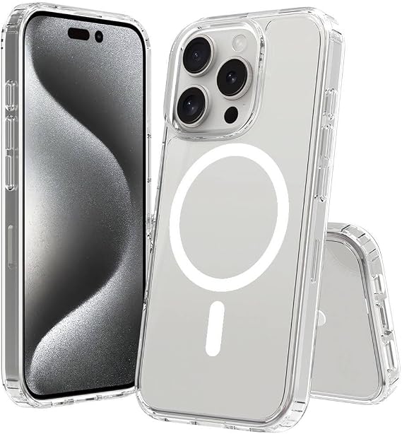 Zore Apple ile uyumlu iPhone 16 Pro Max Kılıf M-safe Şarj Özellikli Şeffaf Sert PC Zore Embos Kapak Şeffaf