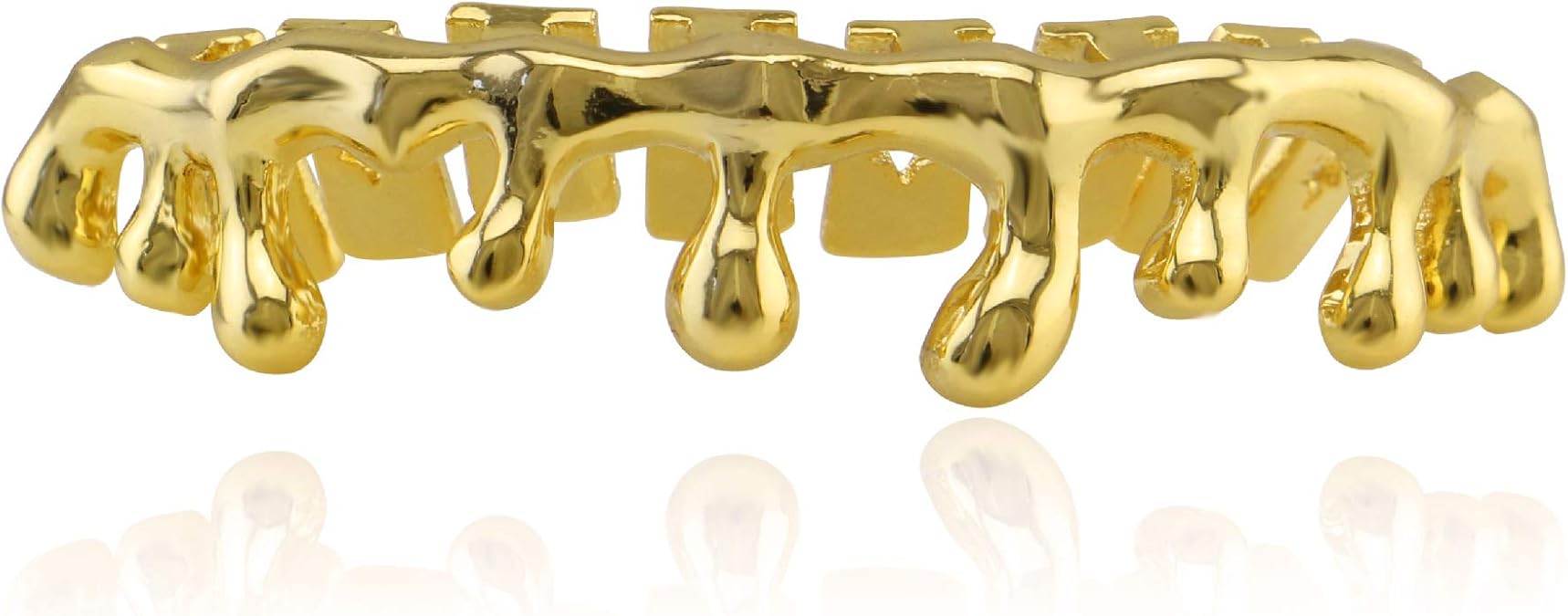 18k Gold Teardrop Bottom Grillz 6 Teeth Lower Teeth Drip Cap Grillz