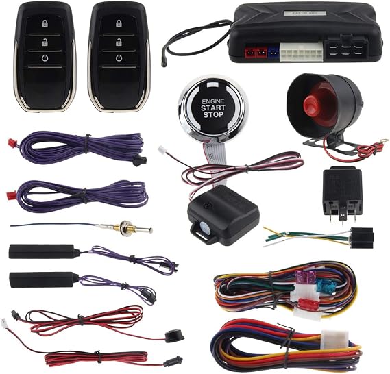 EASYGUARD EC009-T2 PKE Car Alarm System with Proximity Lock Unlock Remote Starter Push Button Start Vibration Alarm keyless Start Universal