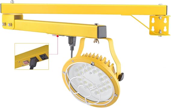 30/50W LED Loading Dock Light with 43" Folding Arm, 3000K 4000K 5000K Adjustable 6,500 Lumens, 360 Rotatable Lamp Head, IP65 Heavy Duty Wall Mounting Workbench Lights, CTL ETL Listed, 100-277VAC