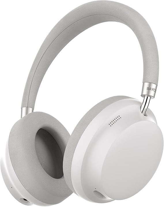 Raycon Essential Bluetooth Headphones - Over The Ear, Active Noise Cancelling Wireless Headphones + Awareness Mode, Bluetooth Headset with Mic, 50 Hours of Battery Life (White)