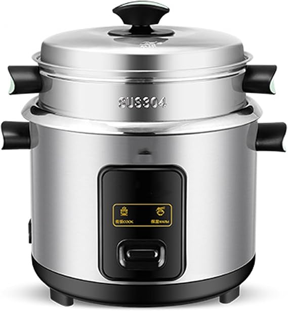 Mini Electric Cooker, Rice Cooker with Non-Stick Inner Pot, 304 Stainless Steel/Soup, Stew, Grain, Keep Warm Function, 3L
