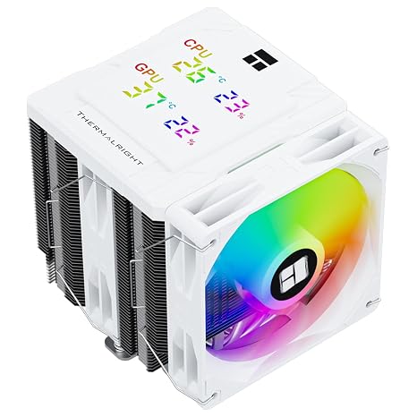 Thermalright Peerless Assassin 120 Dijital ARGB Beyaz CPU Hava Soğutucu -Sıcaklık Göstergesi | 6 Isı Borusu | 1850RPM PWM 120mm Fanlar, Intel 1851/1700, AMD AM4/AM5 için