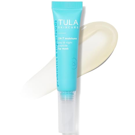 TULA Skin Care 24-7 Moisture Day & Night Peptide Lip Mask - Peptides, Hyaluronic Acid & Vitamin E deeply Nourish & Hydrate lips, 0.28 oz.