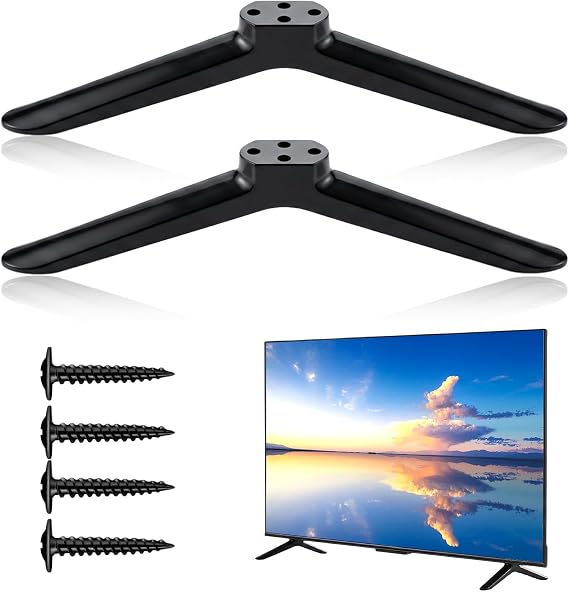 TV Stand Legs, Universal TV Legs Replacement with Non-Slip TV Feet, Table Top TV Stand Base Compatible with LG Samsung Sharp TVs Most 24-55 inch, Easy to Install and Securely Supports Your TV
