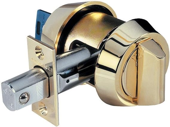 Deadbolt, Mul-T-Lock hercular single cylinder deadbolt w/thumb turn bright brass