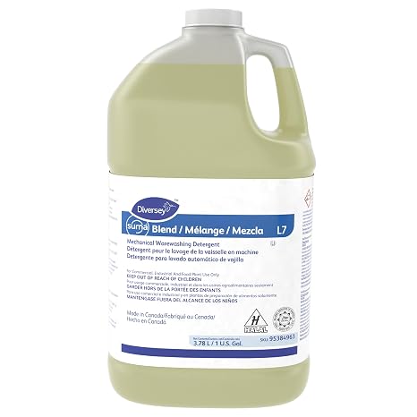Diversey 95384963 Suma Blend Mechanical Warewashing Detergent, Commercial Dish Soap Degreases & Dissolves Tannins, Liquid Concentrate, Unscented, 1-Gallon