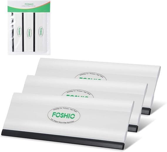 FOSHIO 6 Inch Rubber Squeegee for Kitchens, Glass, Shower and Car Windows, Pack of 3 (White)