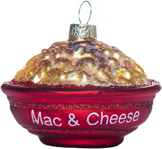 Set of 2 Mac and Cheese Glass Blown Christmas Ornaments