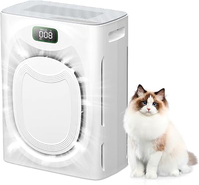 Pet Air Purifiers for Home Large Room Up to 2500 Ft2, Double-Sided HEPA Air Cleaner with Washable Pre-Filter for Pet Hair Dander Odor Smoke, PM2.5 Air Quality Monitor & Auto Mode