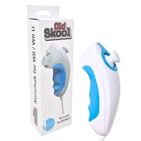 Old Skool Nunchuck Controller, Compatible with Wii or Wii U - White