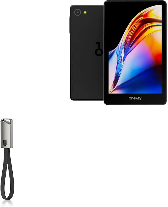 BoxWave Cable Compatible with OneKey Pro - USB Type-C Keychain Charger, Key Ring USB Type-C to Type-A 8 in USB Cable - Jet Black
