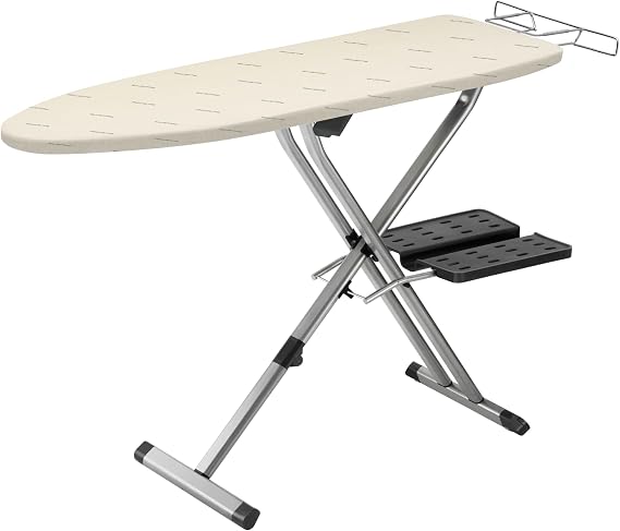 Rowenta IB9100 Pro Compact Professional Space Saving Folding Ironboard 4 Pods With Hanger Rack And Cotton Cover 18 Inch ×54 Inch Beige