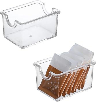 123Arts 2pcs Sugar Packet Holders Tea Bag Holders Plastic Sugar Bag Case Storage Boxes