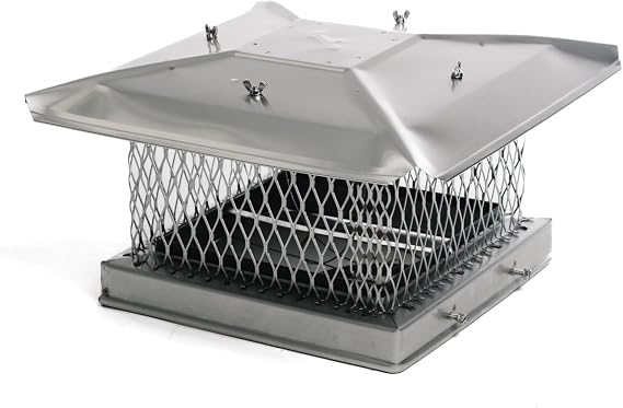 Chimcare Chimney Caps 9"x9" Stainless Steel Chimney Cap Damper Combo - Top-Mounted Fireplace Damper Cap - USA Made - Rust-Proof - Blocks Drafts, Cuts Energy Costs, Keeps Out Debris