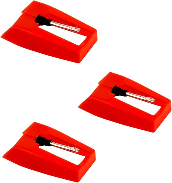 3pcs Record Player Needle Replacement for Crosley | Turntable Replacement Needle Replacement Diamond Stylus for Vinyl Record Player LP Phonograph,Victrola, ION, Crosley (Red)