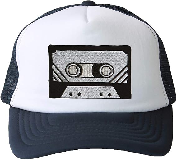 Trucker Mesh Vent Snapback Hat, Black Cassette 3D Patch Embroidery