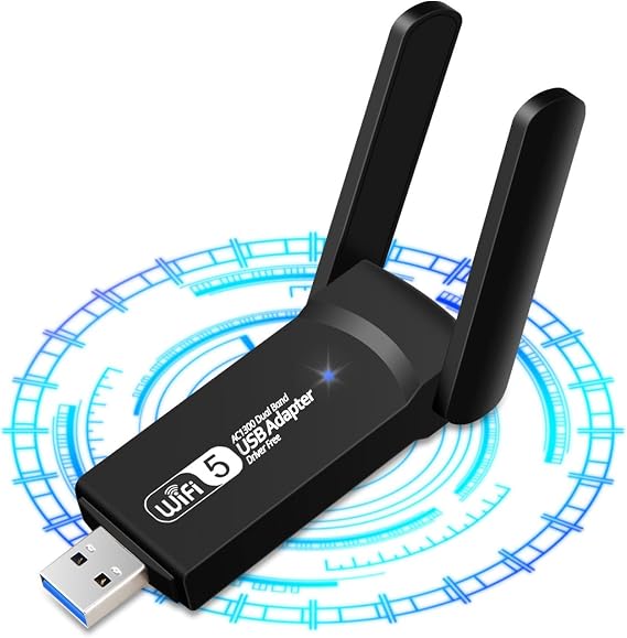 Free Driver 1300Mbps WiFi USB Adapter for Desktop PC