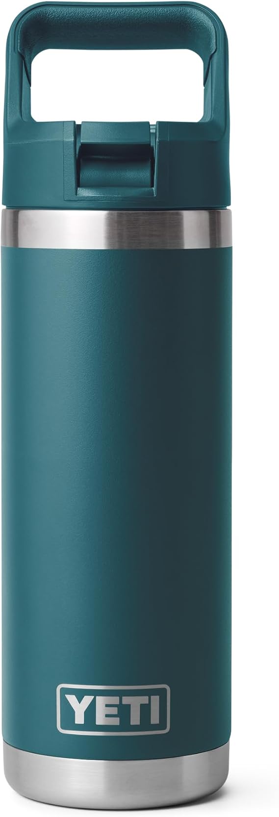 YETI Rambler 18 oz Bottle, Vacuum Insulated, Stainless Steel with Color Matching Straw Cap, Agave Teal