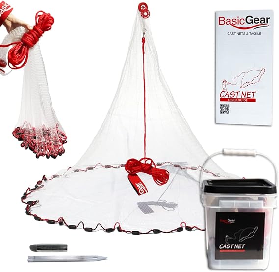 BasicGear Cast Net, 3-14ft Radius, 1/4, 3/8 and 1/2 in Mesh