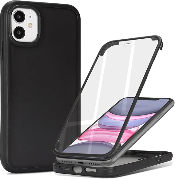 for iPhone 11 Case with Built-in Screen Protector,Black