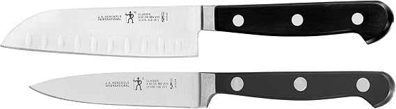 HENCKELS Classic Razor-Sharp 2-Piece Knife Set, Santoku Knife 5 Inch, Paring Knife, German Engineered Informed by 100+ Years of Mastery, Black/Stainless Steel