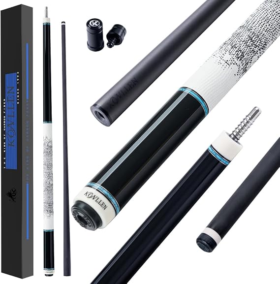 KONLLEN 2.0 Carbon Fiber Pool Cue, Low Deflection Pro Taper