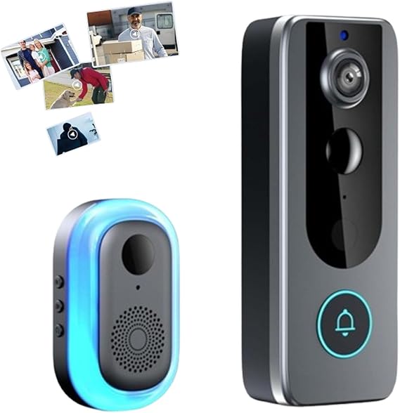 Guardianbell Pro Smart WiFi Doorbell & Security Cam in One, with Live View, Two-Way Audio, Motion Alerts, Auto Snapshots and Local Recordings, Easy to Installation (B)